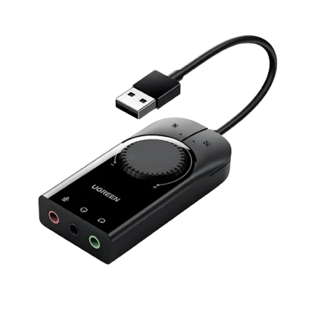 UGreen (40964) USB7.1 External Stereo Sound Adapter - 15cm - Black