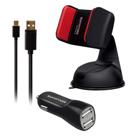Promate (CarKit-Hm) 3in1 Car Accessory Kit for Micro-USB devices - Dualport/ CarMount data&charging