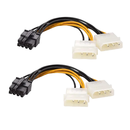 Cable Matters 6-Pin PCIe to 2x LP4 Molex Power Cable; 15cm; 2 Pieces in a Pack (Priced Per Piece)