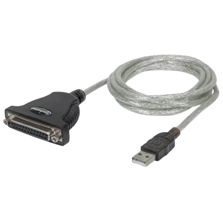 Manhattan (DB25) USB to Parallel Printer Converter (Male-Female) 1.8m Gold Plated - Black