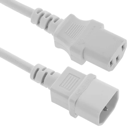 Generic 3 Pin Power Cable Male-Female - White