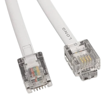 Generic RJ11 Fax Modem Cable - Gray / White