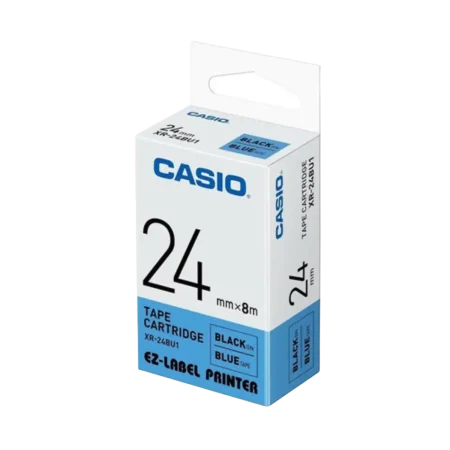 Casio (XR-24BU1) Label-IT EZ-Label Printer Tape cartridge - 24mm x 8m - Black Ink on Blue Tape