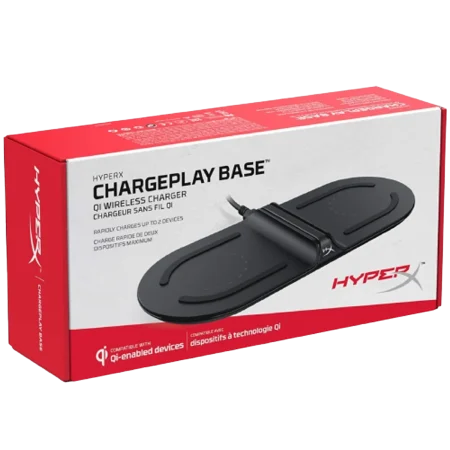 HyperX (HX-CPBS-G) ChargePlay Base - QI Wireless CHarger - Rapidly Charges up to 2 Devices - Black