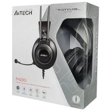 A4Tech (FH200i) Fstyler Conference Over-Ear Headphone - 50mm Driver - 3.5m Jack - Black