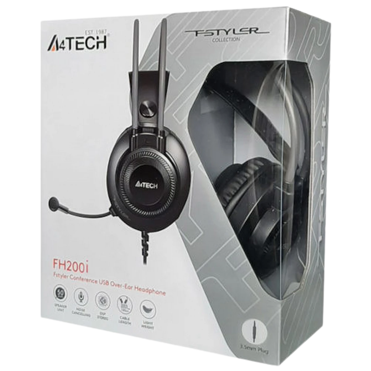 A4Tech (FH200i) Fstyler Conference Over-Ear Headphone - 50mm Driver - 3.5m Jack - Black