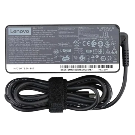 Lenovo (ADLX65NCT3A) Original USB-C (20V 3.25A 65W) Laptop AC Power Adapter, Black
