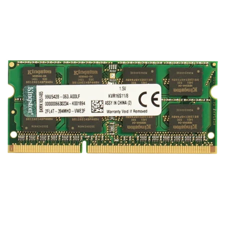 Kingston (KVR16S11/8) 8Gb DDR3 PC3-12800 SoDimm Single Sided RAM 204pin 1.5V - Green PCB