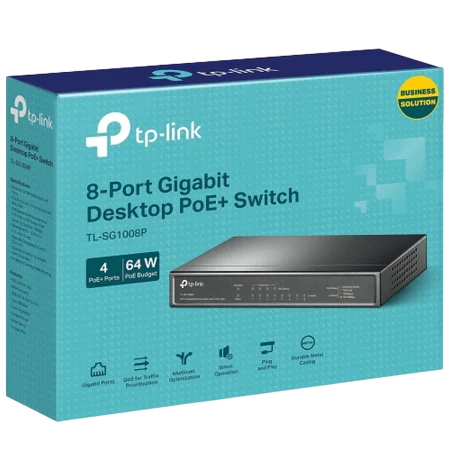 TP-Link (TL-SG1008P) 8-Port Gigabit Desktop Switch with 4x Port PoE - Black