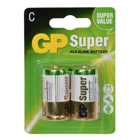 GP14A-2UE2 Super Alkaline Battery GP Pack of 2x LR14 C 1.5v