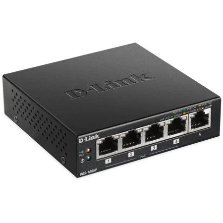 D-Link (DGS-1005P) 5-Port Gigabit Unmanaged Desktop PoE Switch - Black