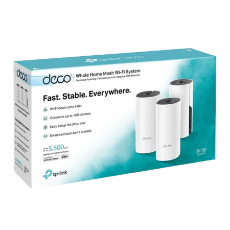 TP-Link Deco M4 (3 Pack) AC1200 Mesh Wi-Fi System Gigabit Router - White