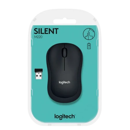 Logitech (910-004878) M220 Silent Wireless NanoUSB Mouse - 1000dpi - Charcoal on Black
