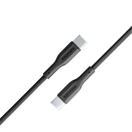 Promate (Xcord-CC.Black) USB-C to USB-C Data & Charge Cable Braided - Fast Charge - 1m - Black