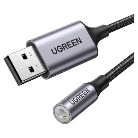 UGreen (30757) USB to 3.5mm Female Jack Audio Adapter - 25cm - Black