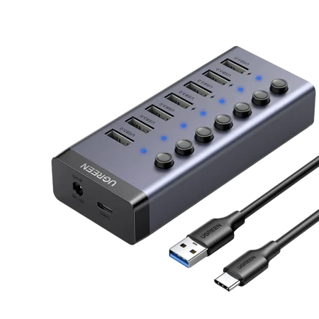 UGreen (90307) USB3.0 HUB 7 Ports, 1m Cable Length - Black