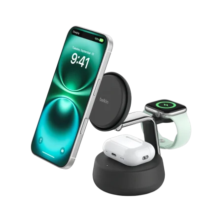 Belkin (WIZ040KQCH) 3in1 Magnetic Charging Dock with Qi2 - 25W - Black