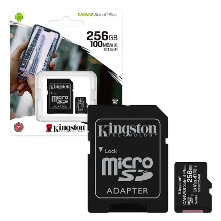 Kingston (SDCS2/256GB) 256Gb Canvas Select Plus microSDXC, A1, U1 w/SD Adapter - Black