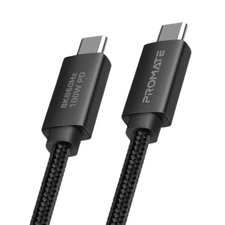 Promate(PrimeLink-C40)USB-C to USB-C Data & Charge Cable Braided -ThunderBolt Compatible- 1m - Black