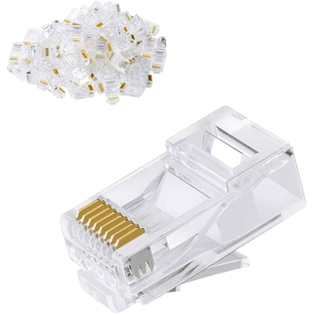 Crystal jack Cat6 UTP male connector - Cat6 Crystal Unshielded RJ45 - Bag of 100Pcs - Transparent