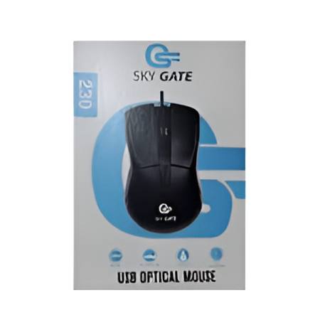 SkyGate (230) Wired Mouse - High precision optical mouse - 800DPI - White Box - Black