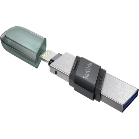 SanDisk (SDIX90N-128G-GN6NE) iXpand 128Gb Flash Drive-Dual Sided USB-A & Lightning - Metal Design
