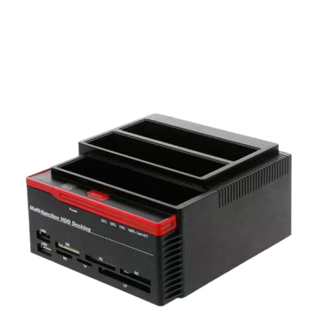 CEM Model 87343 Multi-Function HDD Docking - USB;MS;M2;XD;TF;SD;CF;SATA;IDE - Red on Black