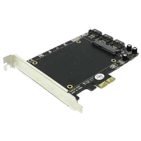 STLab (A-550) PCIe3.0x2;4x Port SATAIII 6Gbps RAID Add-On Card - 3x Internal SATA + 1x Mounted SSD