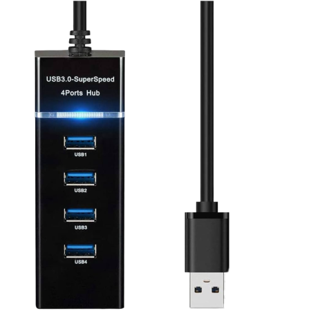 CEM (303) USB Hub 3.0 4x Ports 30cm With Led Indication - Black
