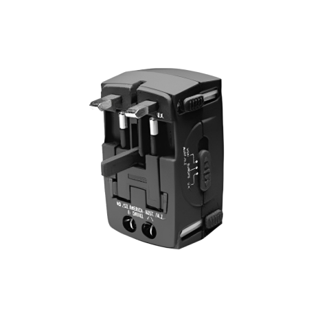 Manhattan Universal Power Plug Adapter - Surge Protection; 150 Joules - Black