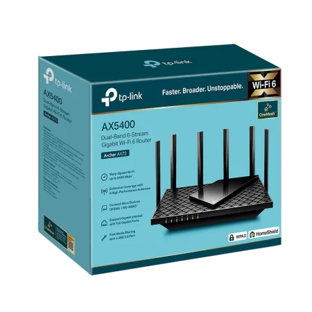 TP-Link Archer (AX72) Pro AX5400 Dual Band Gigabit Wi-Fi 6 Router - Black