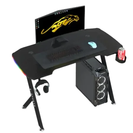 CEM (K-Y) Gaming Desk Table Y-Shaped, RGB, Cup/Headset Holder, ABS - Black and Red