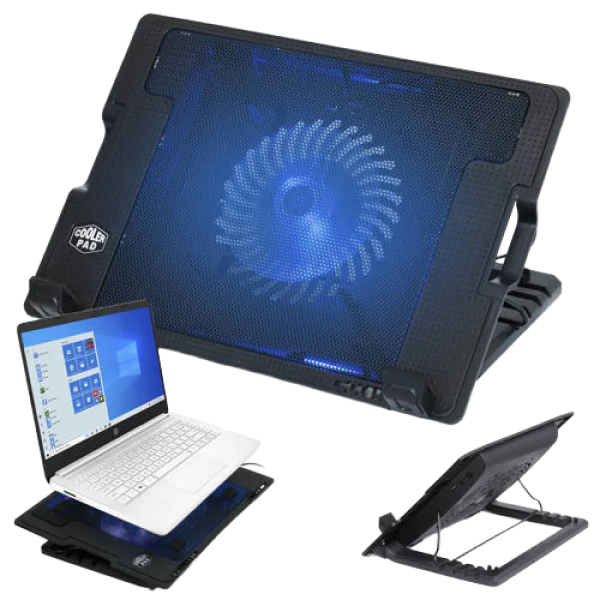 Coolerpad (M25) Notebook Stand and Cooling Pad, 14cm Fan, 700-1400rpm, 5x Angle Stand - Black