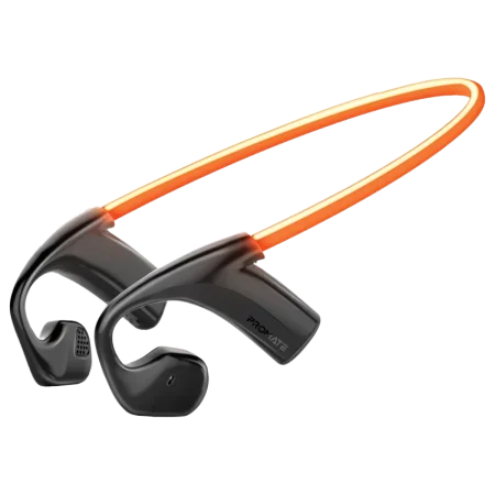 Promate (RippleGlow) Bluetooth Wireless Earphones - Built in LED Bar - Silicone Neckband - Black