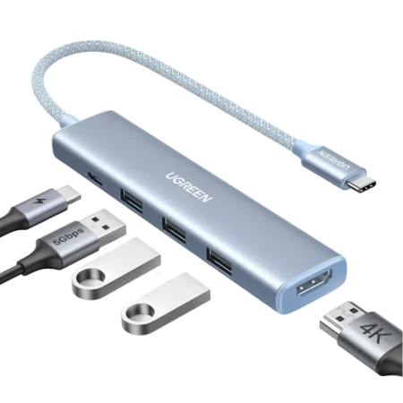 UGreen (35581) 5in1 HUB Adapter, HDMI & USB, Support Charging - USB-C - Blue