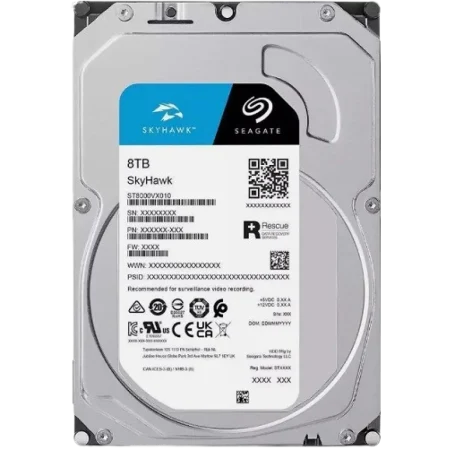 Seagate (ST8000VX010) Skyhawk 8Tb 3.5" Surveillance Optimized HDD SATAIII 256MbC- 3Yrs - Silver