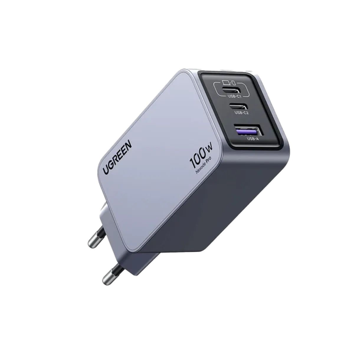 UGreen (25874) 100W Nexode 3Port Gan Mini Fast Charger - 2x USB-C - Grey