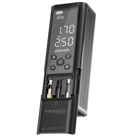 Promate (PowerPump) 150PSI Portable Air Compressor Power Bank - LED Flashlight - Black