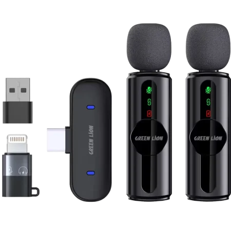 Green Lion (GNGM76XMICBK) GM-76X Wireless Microphone, USB & USB-C & Lightning - Black