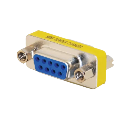 Diamond (GC-9F9F) D-Sub-9 Serial Female Mini Gender Changer/Coupler (9F/9F) - Yellow Strip on Metal