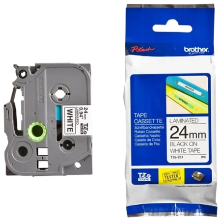 Brother (TZe-251) P-touch 24mm Laminated Tape Cassette 8m - Black on White
