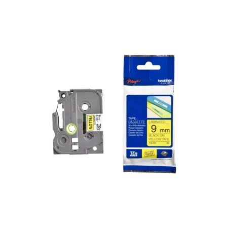 Brother (TZe-621) P-touch 9mm Laminated Tape Cassette 8m - Black on Yellow