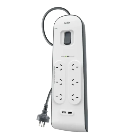 Belkin (BSV804AF2M) Surge Master Power Distribution Unit, 8 Surge Protection Outlet, USB, 2m - White