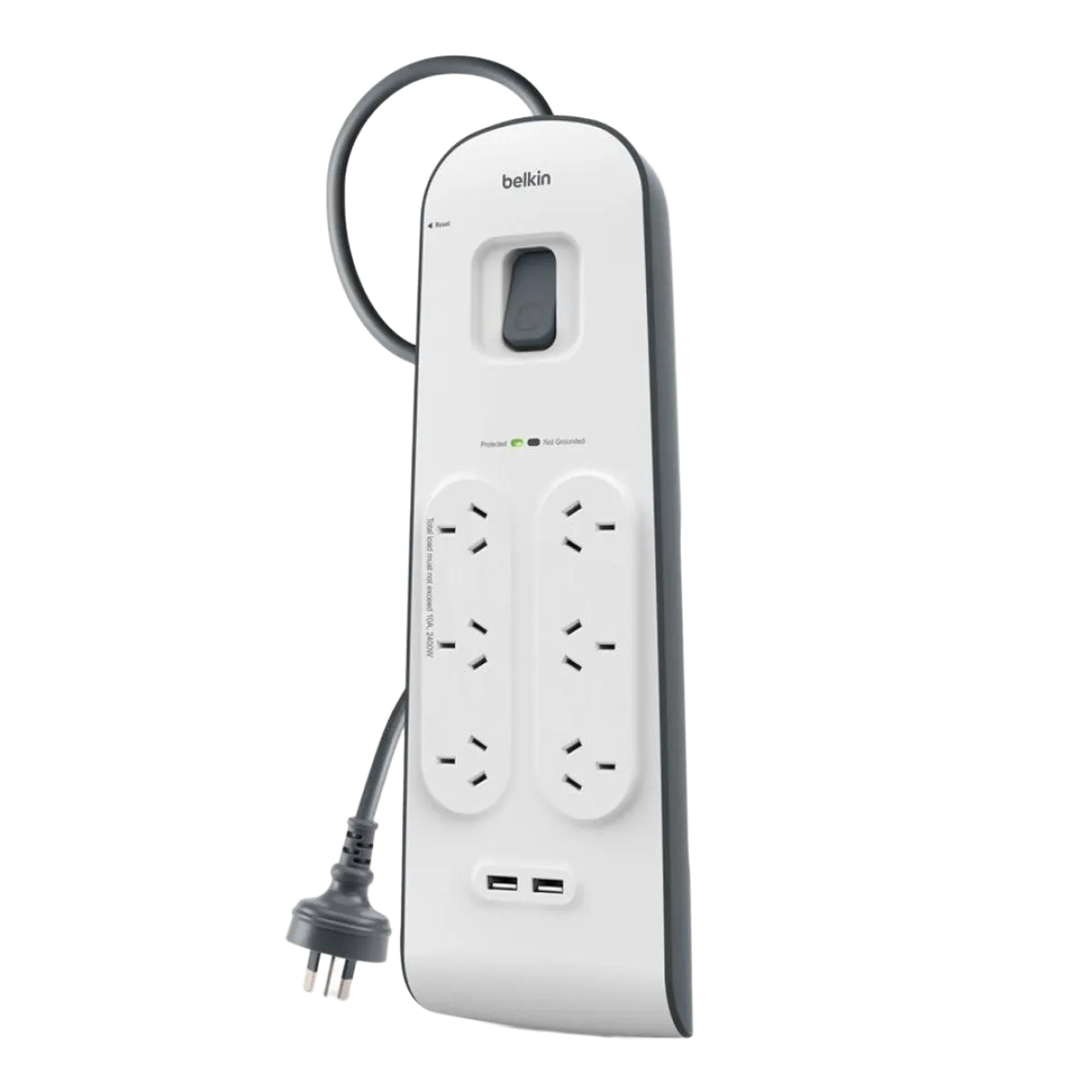 Belkin (BSV804AF2M) Surge Master Power Distribution Unit, 8 Surge Protection Outlet, USB, 2m - White