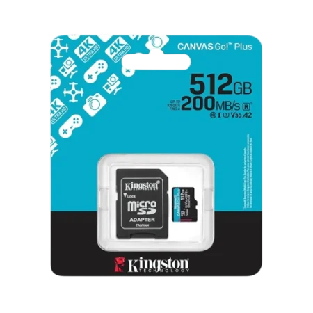 Kingston (SDCG4/512GB) 512Gb microSD Canvas Go Plus - Read 200MB/s; Write 160MB/s - Black