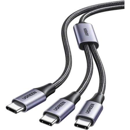 UGreen (35087) USB-C to 2x USB-C Braided Cable (M-M) - 1.5m - Black
