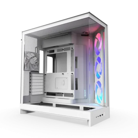 NZXT (CM-H92FW-R1) H9 Flow RGB Mid-Tower Chassis with Tempered Glass - 10x 120mm Fans - White