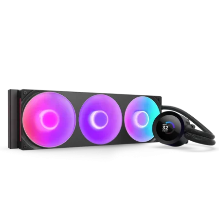 NZXT (RL-KR360-B2) Kraken Plus 360 RGB Liquid Cooler for all AMD&Intel Sockets -LCD Display-Black