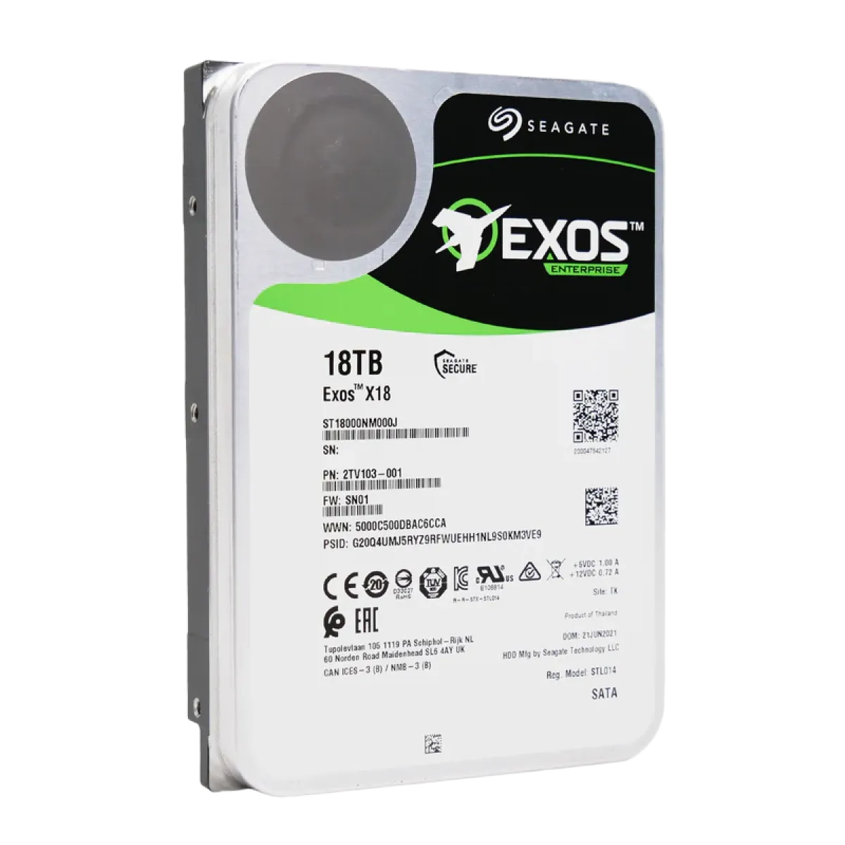 Seagate (ST18000NM000J) 18Tb 3.5" Exos Enterprise 6Gb/s - 256MBc - Sata 3.0 - 5Yrs