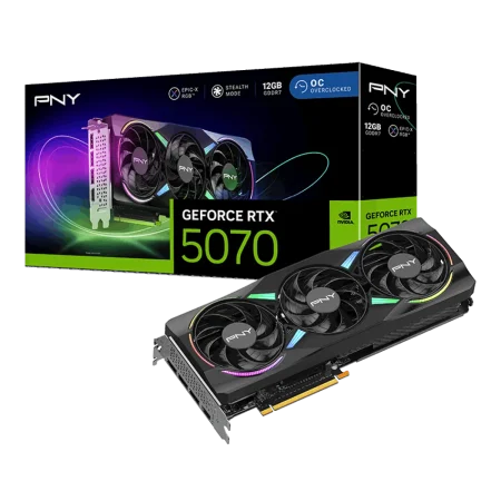 PNY (VCG507012TFXXPB1-O) NVIDIA GeForce RTX5070 Overclocked Triple Fan 12Gb - 3Yrs - Black